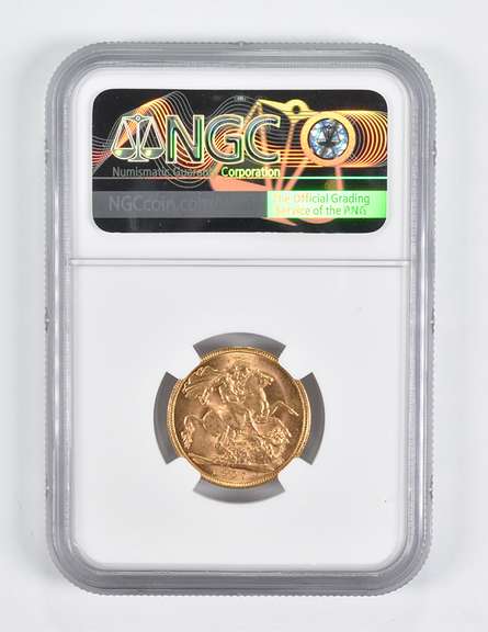 MS63 1907-M Australia 1 Sovereign Gold Coin NGC