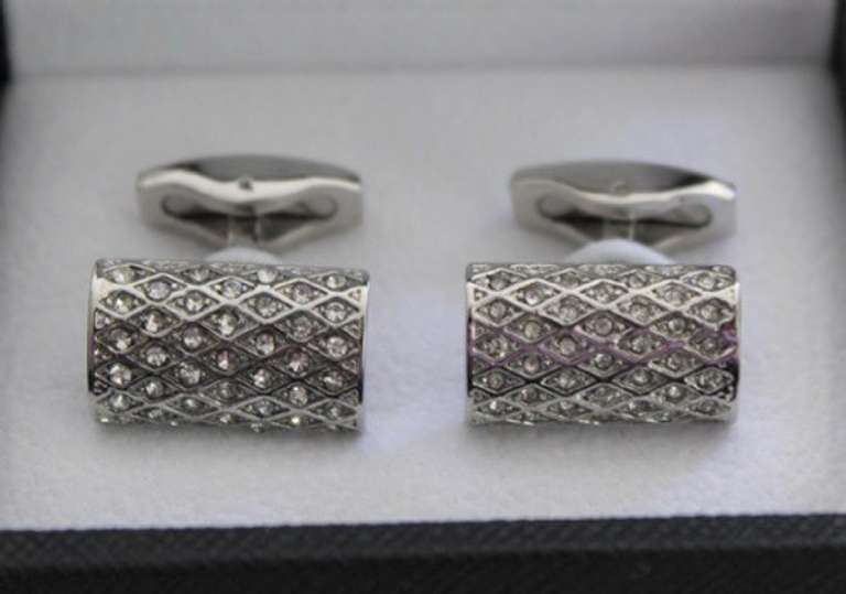 Silver color Jeweled Style Cufflinks By Carelli