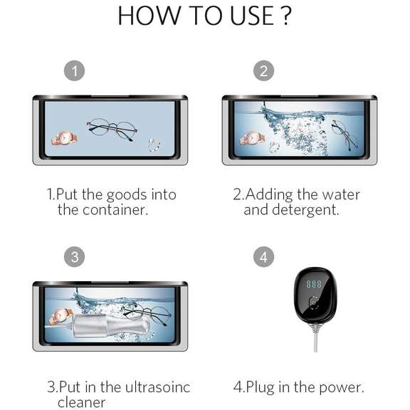 Portable 100W Ultrasonic Cleaner Cleaning Rod Glasses