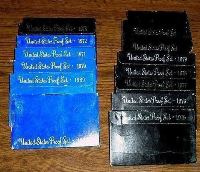 1968-1982 Assortment of 15 US Proof Sets
