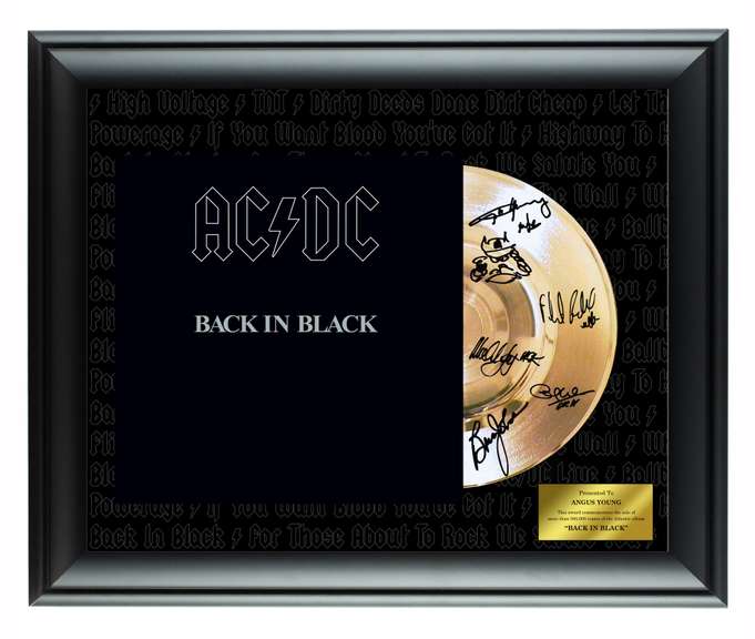 AC/DC Autographed Facsimile Signed Gold Record Award Display 20"x25"