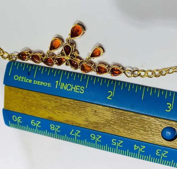 14kt Solid Yellow Gold & Orange Sapphire Necklace