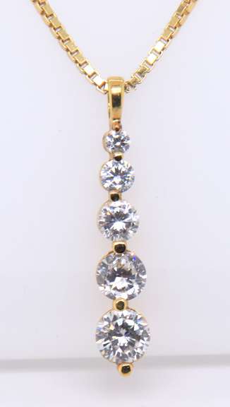 Vintage Sterling Silver Cubic Zirconia Pendant on Chain
