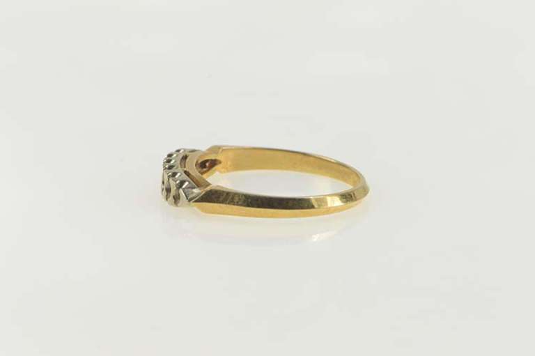 14K Yellow Gold Vintage NOS 1950's Setting Five Stone Band Ring