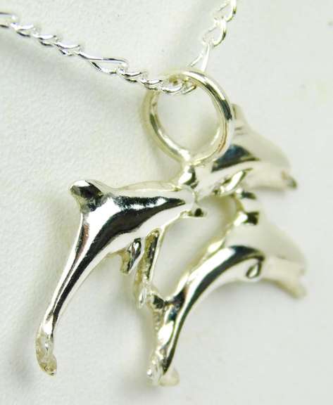 Sterling Silver Trio of Dolphins Necklace