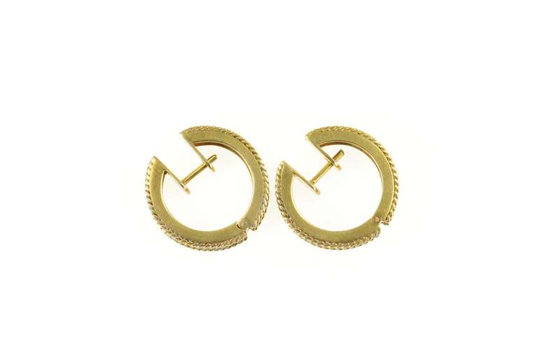 14K Yellow Gold Classic Diamond Squared Huggies Hoop Earrings