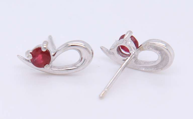 Cute White Gold Ruby Earrings