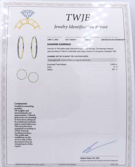 Wonderful Yellow Gold Channel Set Diamond Hoop Earrings