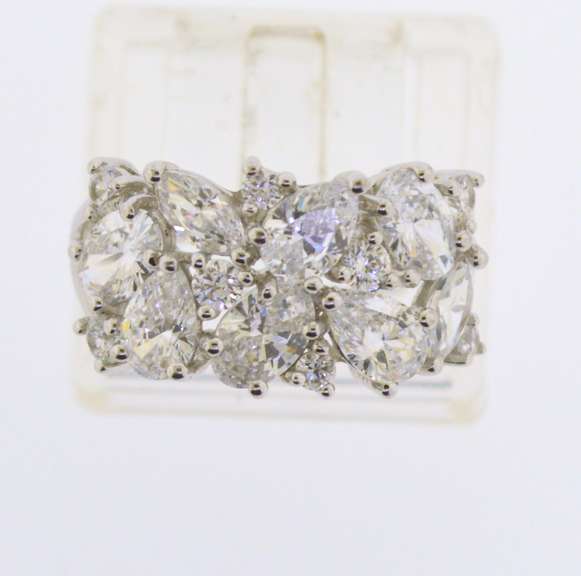 Sterling Silver Marquise And Round Crystal Band
