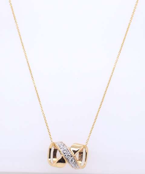 Attractive Yellow gold Diamond X Slider Pendant on Chain