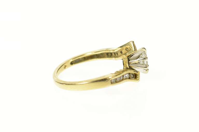 14K Yellow Gold 0.34 Ctw Marquise Diamond Bypass Engagement Ring