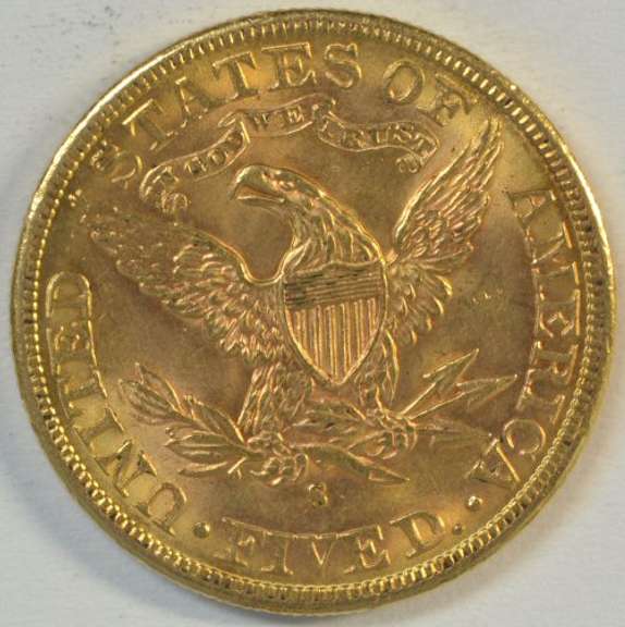 Near Gem BU 1885-S US $5 Liberty Gold Piece. Pristine