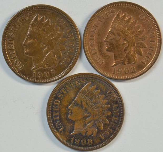 1903, 1905, & 1907 Indian Head Cents in Uncirculated