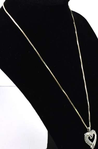 Sterling Silver Heart Pendant With Diamond Accents