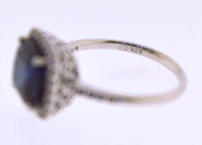 Sterling Silver Cushion Cut Purple Spinel Ring
