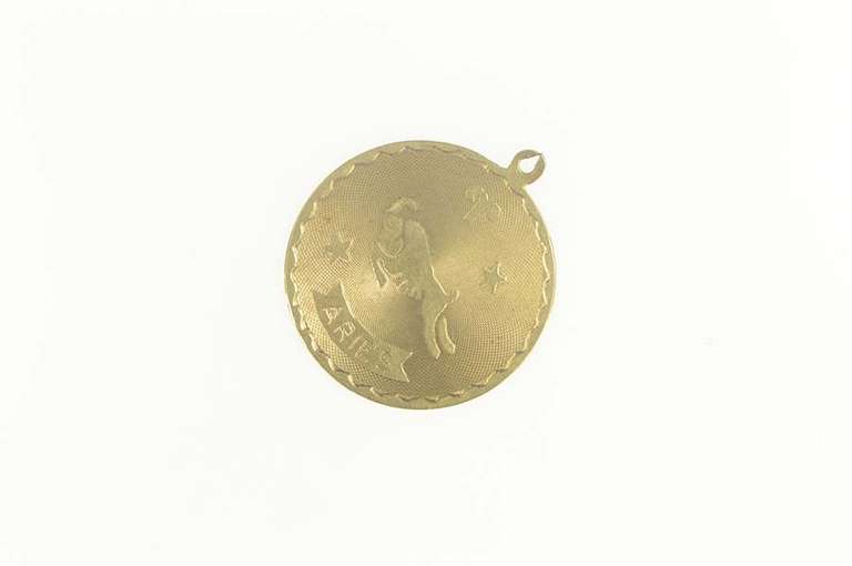 14K Yellow Gold Aries Astrological Zodiac Sign Symbol Charm/Pendant