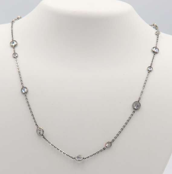Vintage Sterling Silver Cubic Zirconia Necklace
