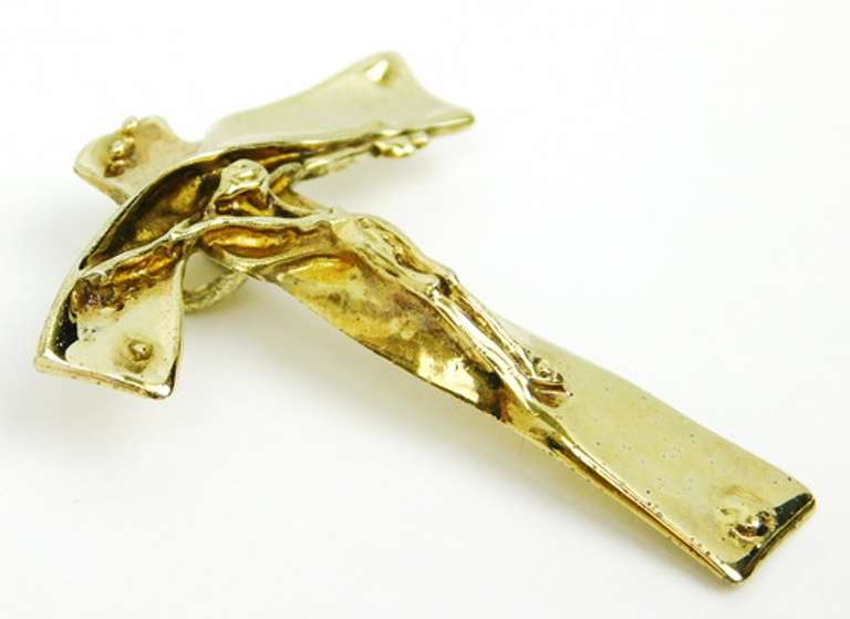 Stunning Free Form Sterling Vermeil Crucifix
