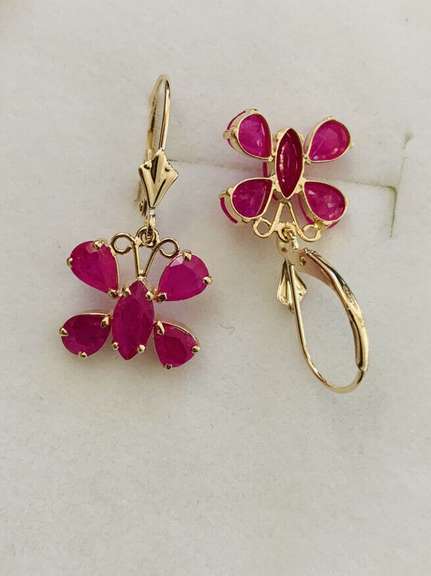 14kt Solid Yellow Gold & Ruby Earrings