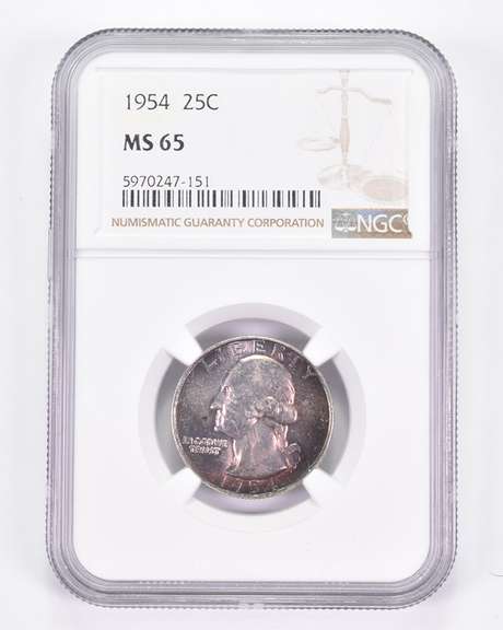MS65 1954 Washington Quarter - Graded NGC Toned!