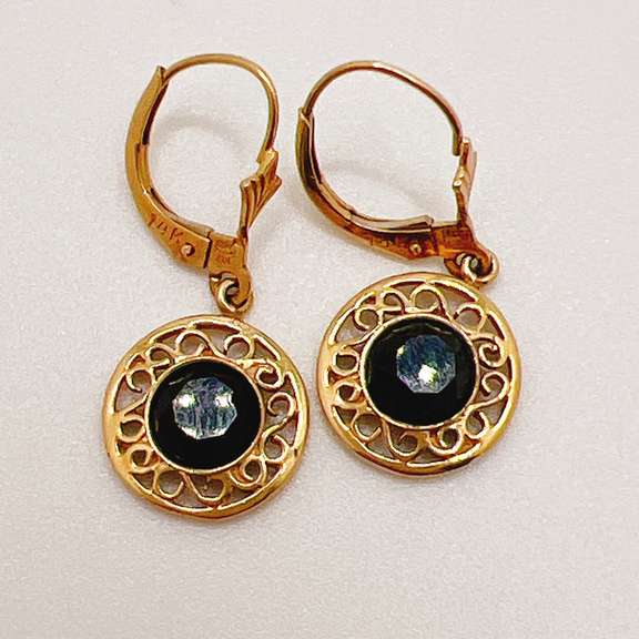 14kt Gold & Black Diamond Earrings