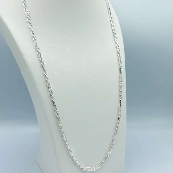 Bold Italian Silver Rope and Figaro Chain Necklace