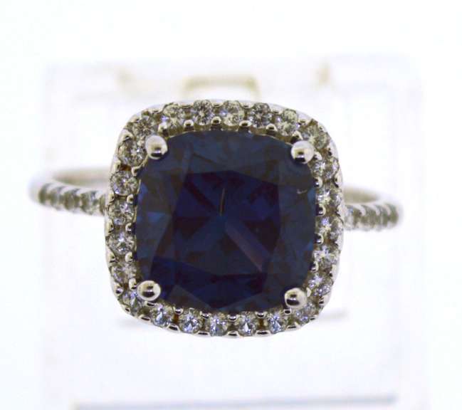 Sterling Silver Cushion Cut Purple Spinel Ring