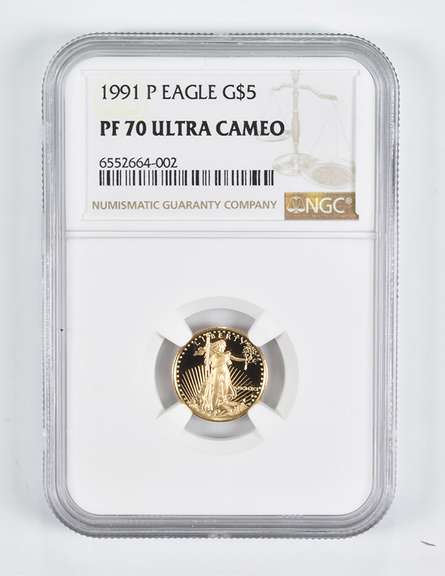 PF70 UCAM 1991-P $5 American Gold Eagle 1/10 Oz. .999 Fine Gold NGC