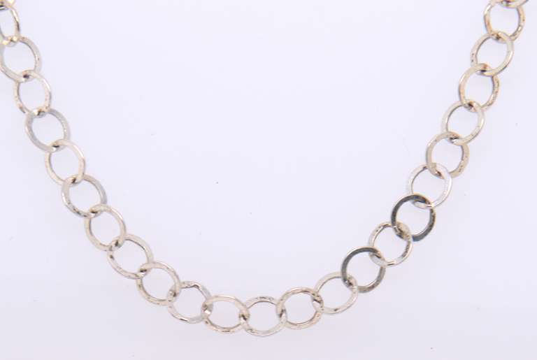 Vintage Italian Sterling Silver Circle Link Chain Necklace