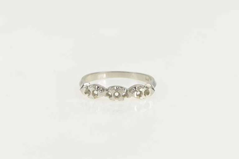 14K White Gold Vintage NOS 1950's Wedding Band Setting Ring