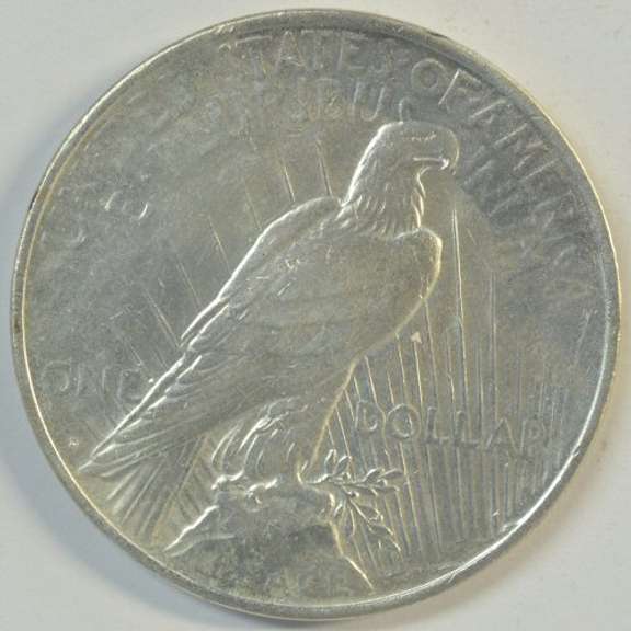Mint State 1927-D Peace Silver Dollar. Key date, cleaned