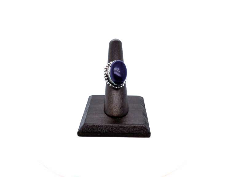 Oval Cut Purple Glass Ring in Tibetan Silver