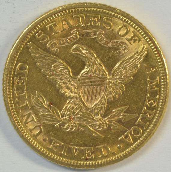 Lustrous BU 1881 US $5 Liberty Gold Piece. Full strike