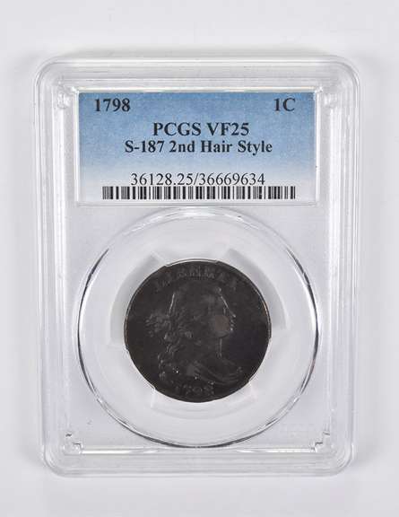 VF25 1798 Draped Bust Large Cent S-187 2nd Hair Style PCGS