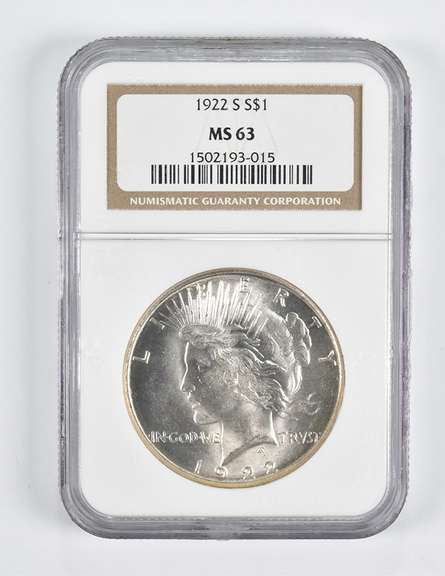 MS63 1922-S Peace Silver Dollar NGC