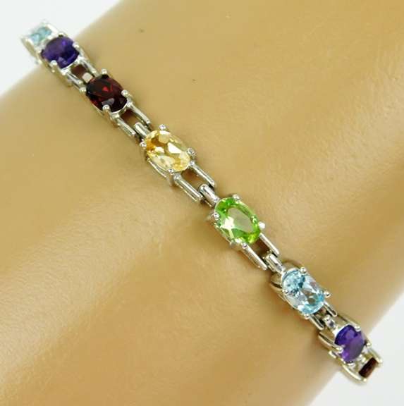 Sterling Multi-Colored Gemstone Bracelet