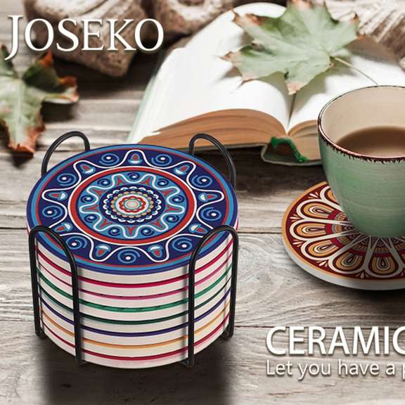 8PCS 4 inch Round Cup Tea Pad Marble Bohemian Style