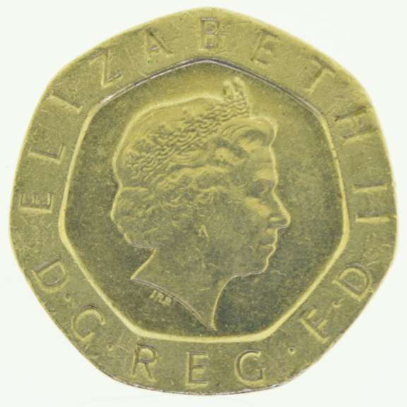 Lot of Five Elizabeth II DG REG FD 20 Pence UK Coin