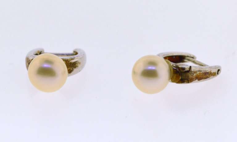 Sterling Silver Pearl Drop Hoop Earrings