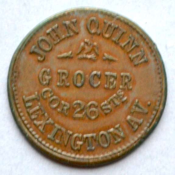John Quinn Corner 26 th Street &Lexington Ave Grocer Civil War Store Card