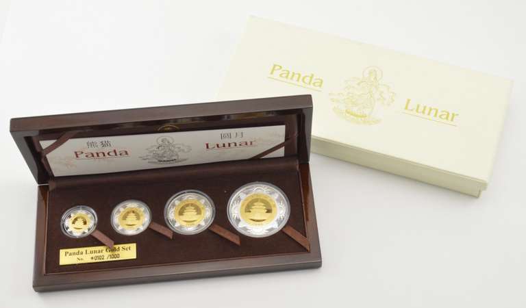 2006 China Panda Lunar 4 Coin Prestige Set Dog 1/10-1 Oz .999 Gold