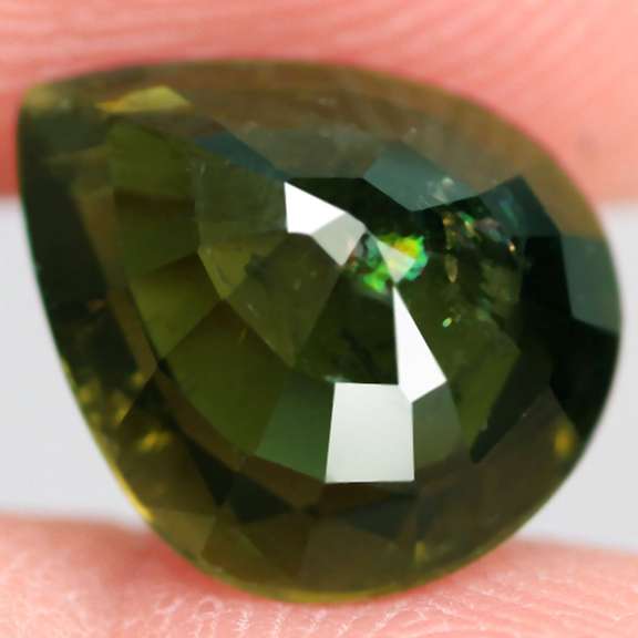 Rich 4.01ct natural olive green Tourmaline pear