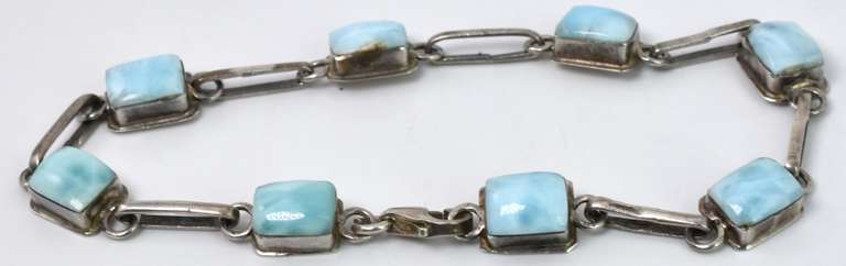 Sterling Silver Bracelet With Milky Blue Stones