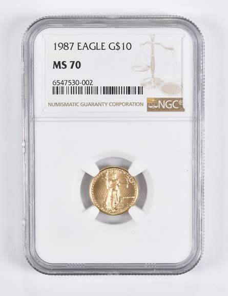 MS70 1987 $5 American Gold Eagle 1/10 Oz. .999 Gold NGC Wrong Label