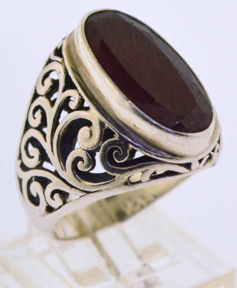 Sterling Silver Carnelian Middle Eastern Design Ring