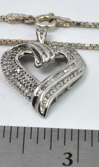 Sterling Silver Heart Pendant With Diamond Accents