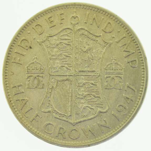1947 Half Crown Georgivs VI D G BR Omn Rex Coin