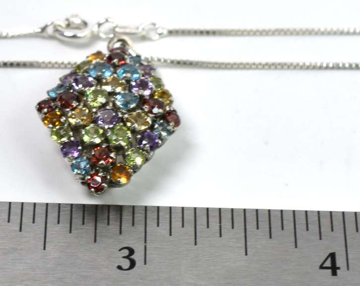 Multi-Gemstone Sterling Silver Pendant