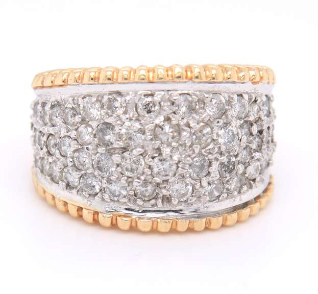 Stunning Yellow Gold Diamond Wide Band