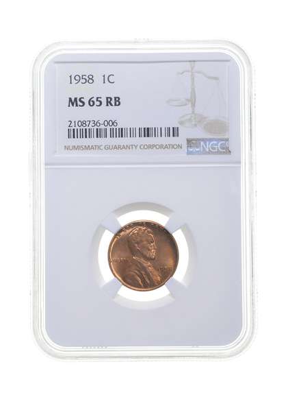 MS65 RB 1958 Lincoln Wheat Cent - Graded NGC